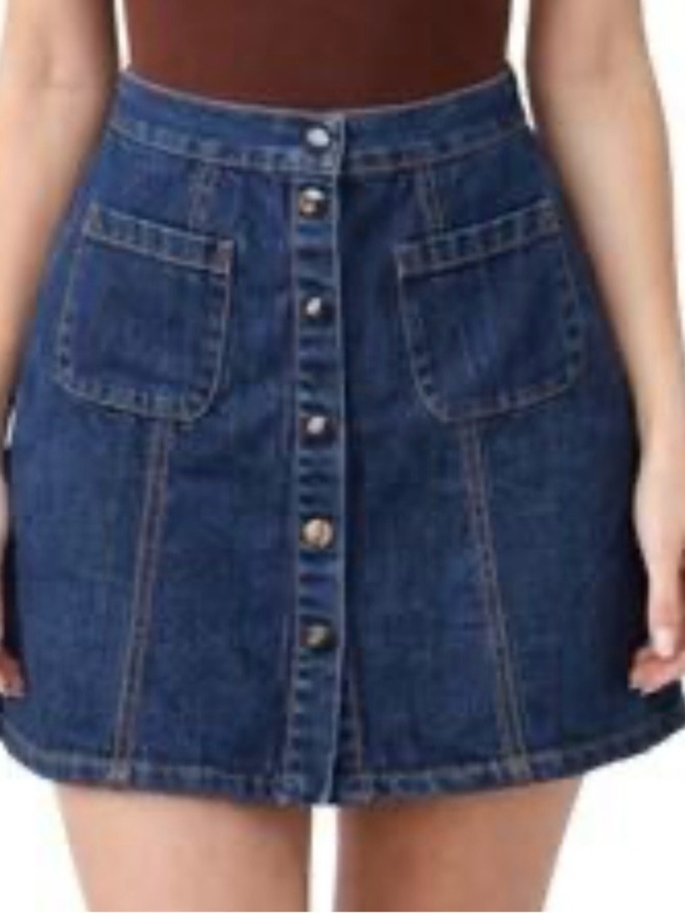 BDG Urban Outfitters Blue Denim A-Line Mini Skirt Women Size S Snap Button Y2k